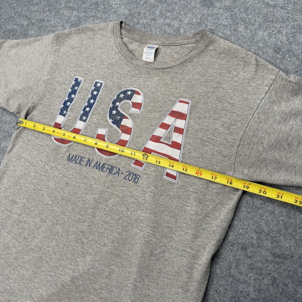 USA Made in America 2016 T-Shirt Men's Medium Gray Cotton Blend Patriotic Flag - Picture 7 of 14
